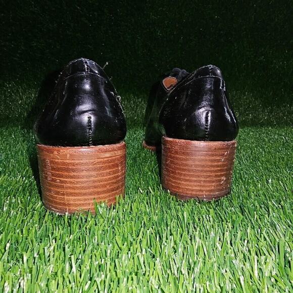 Louise et Cie Shoes Women’s 8M/38 Black Patent Leather Oxford Wooden Heel Point - Picture 4 of 10